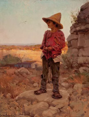 Goat Herder at the San Antonio Quarry by Julian Onderdonk Oil Painting