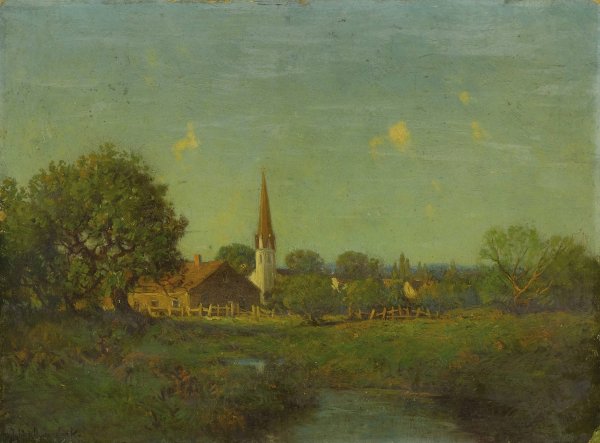 Untitled Pioneer Church by Julian Onderdonk - Hand-Painted Oil Painting Reproduction