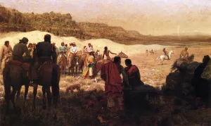 At a Moqui Navajo Horse Race by Julian Scott - Oil Painting Reproduction