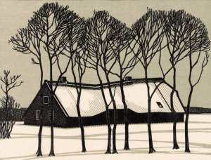 Boerderij in de sneeuw by Julie De Graag Oil Painting