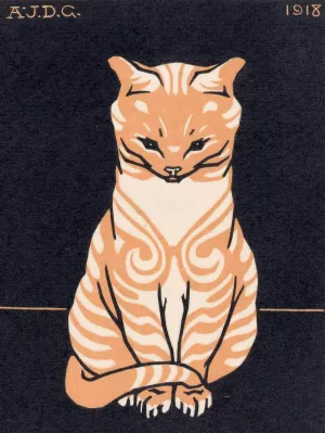 Zittende kat Oil painting by Julie De Graag