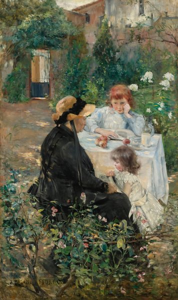 In The Garden by Julie Delance-Feurgard - Hand-Painted Oil Painting Reproduction