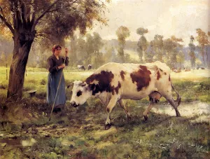 Cows at Pasture by Julien Dupre - Oil Painting Reproduction