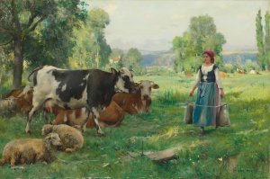 Dans un paturage by Julien Dupre Oil Painting