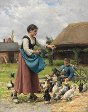 In the Farmyard by Julien Dupre Oil Painting