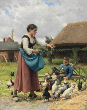 In the Farmyard by Julien Dupre Oil Painting