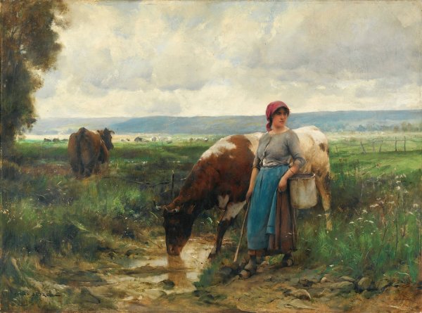 Main Product Photo of La Gardeuse De Vaches Painting by Julien Dupre