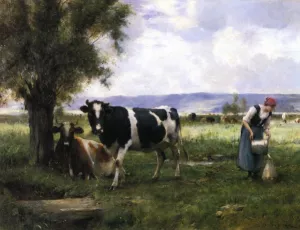 Milking Hour by Julien Dupre - Oil Painting Reproduction