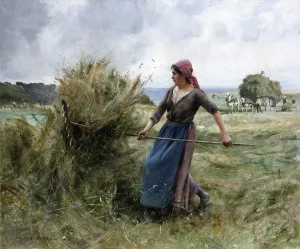 Peasant with Hay by Julien Dupre - Oil Painting Reproduction