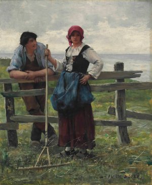 The Gossip by Julien Dupre Oil Painting