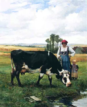 The Watering Hole by Julien Dupre - Oil Painting Reproduction