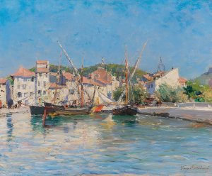 The Harbour of Cassis at the Cote d'Azur by Julien Gustave Gagliardini Oil Painting