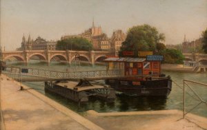 Le Pont-Neuf vu du quai du Louvre by Julien Hippolyte Feron Oil Painting