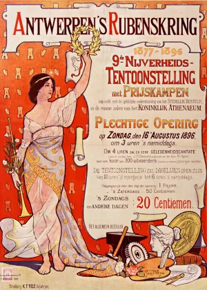 Antwerpem's Rubenskring, 1877-1896. 9de Nijverheids-Tentoostelling met Prijskampen by Julien T'Felt Oil Painting