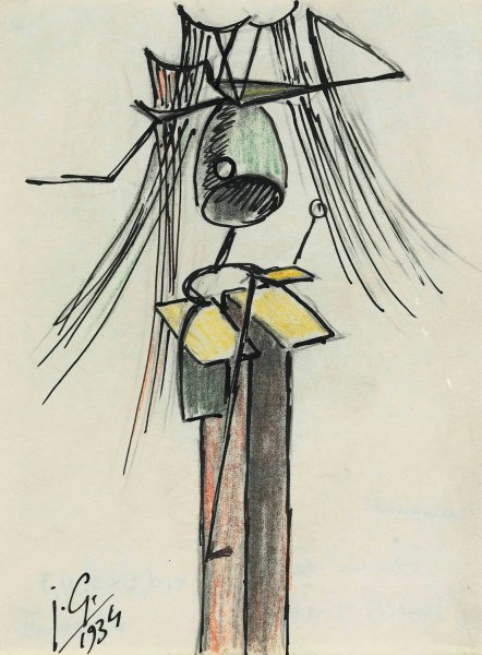 Main Product Photo of Femme dite 'L'insecte crissant' Painting by Julio Gonzalez