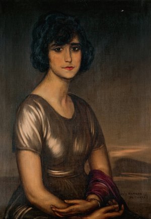Retrato De Dama Joven by Julio Romero De Torres Oil Painting