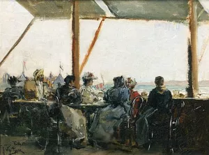 Cafe en la Terraza by Julio Vila Prades - Oil Painting Reproduction