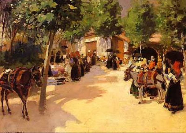 Fiesta en el Pueblo by Julio Vila Prades - Hand-Painted Oil Painting Reproduction