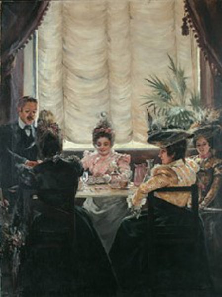La Hora del Cafe by Julio Vila Prades - Hand-Painted Oil Painting Reproduction