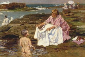 Madre y Nino by Julio Vila Prades Oil Painting
