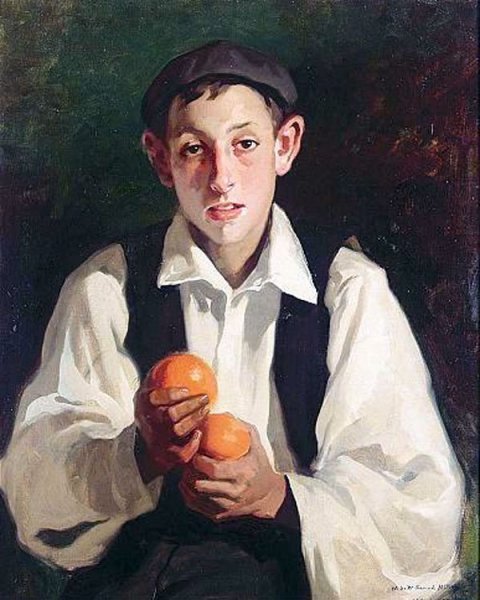 Nino con Naranjas by Julio Vila Prades - Hand-Painted Oil Painting Reproduction