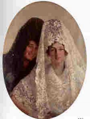 Retrato de Dos Mujeres by Julio Vila Prades Oil Painting