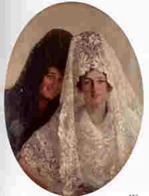 Retrato de Dos Mujeres by Julio Vila Prades Oil Painting