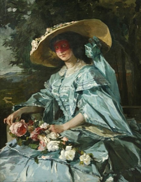 Retrato de Mujer con Sombrero by Julio Vila Prades - Hand-Painted Oil Painting Reproduction