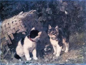 A Visitor to the Shelter by Julius Adam Oil Painting