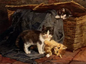 The Playful Kittens Oil painting by Julius Adam