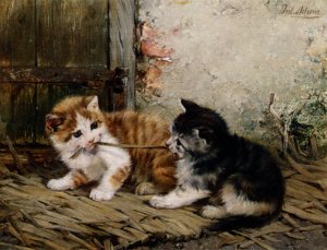 Tug of War by Julius Adam Oil Painting