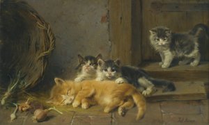 The wake up call by Julius Adam The Elder Oil Painting