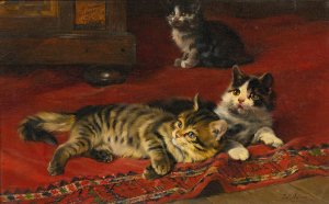 Kittens by Julius Adam The Younger Oil Painting