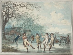 Skaters on the Serpentine in Hyde Park by Julius Caesar Ibbetson Oil Painting