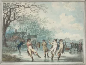 Skaters on the Serpentine in Hyde Park by Julius Caesar Ibbetson Oil Painting