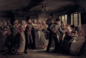 A Country Dance in the Hedebo District, Zealand by Julius Exner Oil Painting