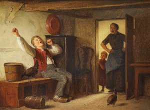 Den dovne dreng by Julius Exner Oil Painting