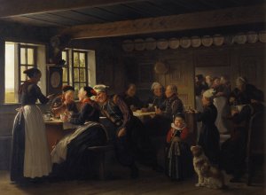 Episode af et gilde pa Amager by Julius Exner Oil Painting