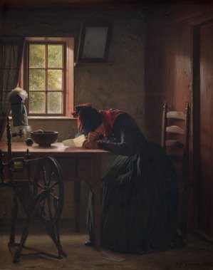 Et telegram by Julius Exner Oil Painting