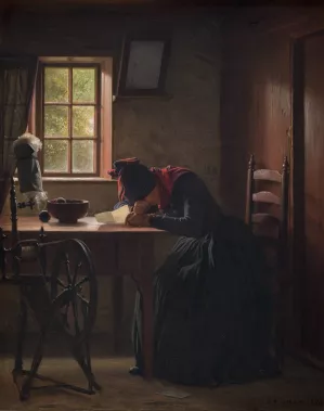 Et telegram Oil painting by Julius Exner