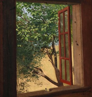 Vaernedamsvej. Udsigt fra abent vindue by Julius Exner Oil Painting