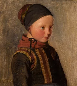 Young Child In Traditional Costumes Oil painting by Julius Exner