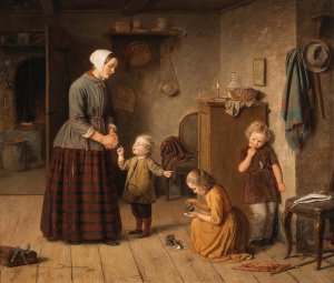 A Mishap by Julius Friedlander Oil Painting