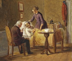 Den sarede soldat by Julius Friedlander Oil Painting
