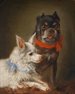Zwei Hunde 01 by Julius Hamburger Oil Painting