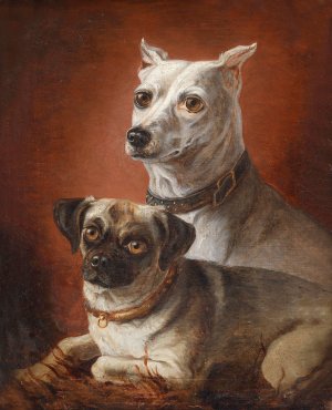 Zwei Hunde 02 by Julius Hamburger Oil Painting