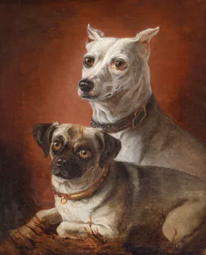 Zwei Hunde 02 Oil painting by Julius Hamburger
