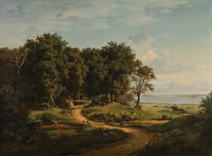Danish Landscape by Julius Hellesen Oil Painting