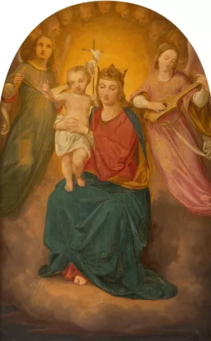 Virgin Mary and Child by Julius Hubner Oil Painting