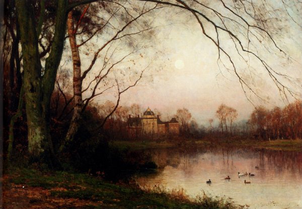 A Woodland With Ducks In A Pond by Julius Jacobus Van De Sande Bakhuyzen - Hand-Painted Oil Painting Reproduction